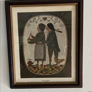 R. Davey Framed Folk Art Print ‘What’s Cooking’ 11.5” x 13.5”